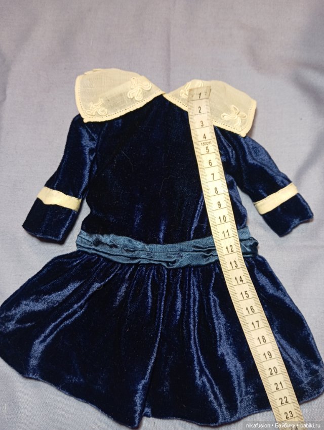 Платье бархат из шёлка на антикварную или винтажную куклу (фото 5)