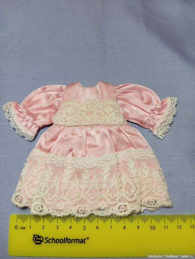 Платье шёлк на маленькую антикварную или винтажную куклу (фото 4)