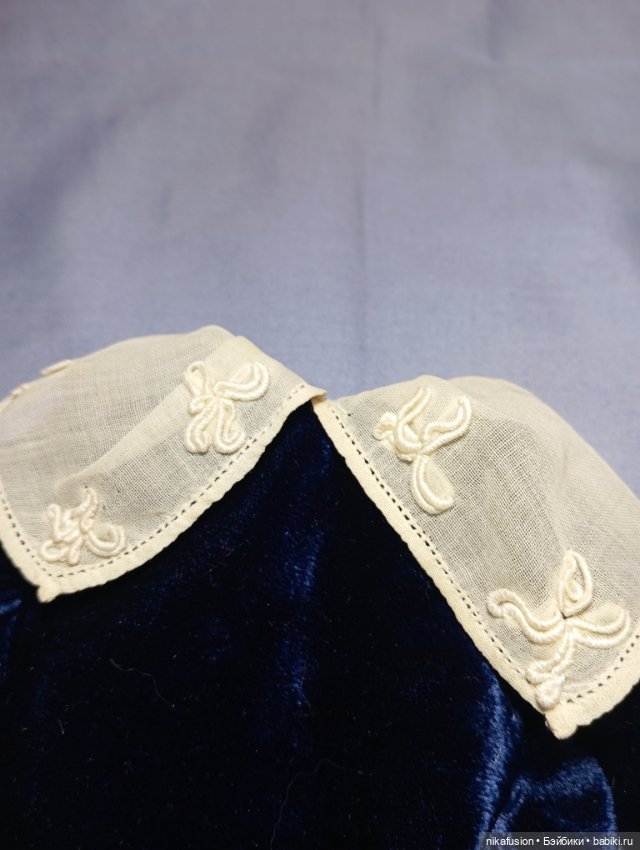 Платье бархат из шёлка на антикварную или винтажную куклу (фото 6)