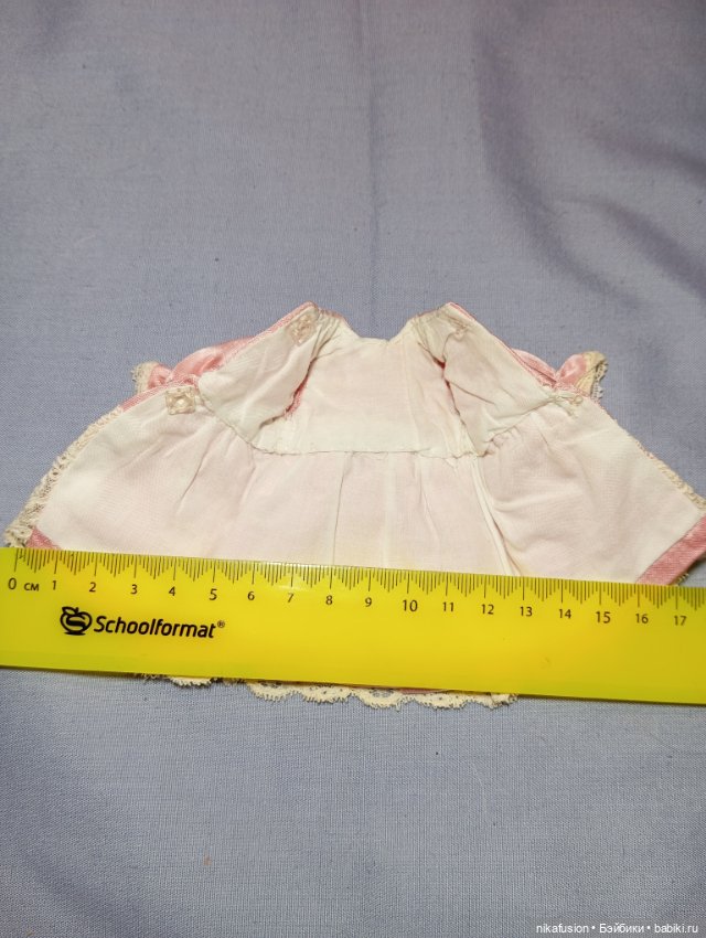 Платье шёлк на маленькую антикварную или винтажную куклу (фото 5)