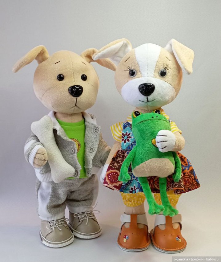 Текстильная игрушка - собачки Дружок и Белочка