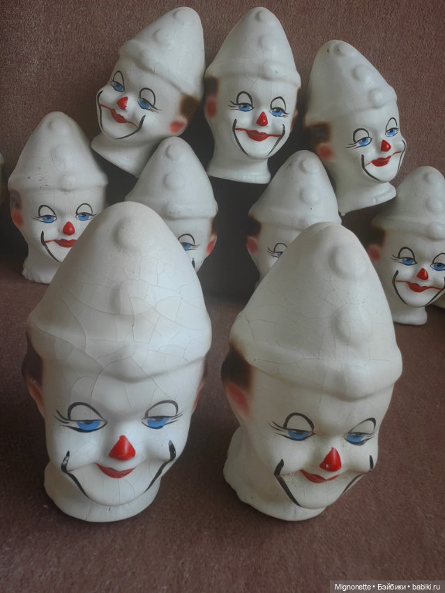 Головы для клоунов, винтаж, папье-маше (фото 4)