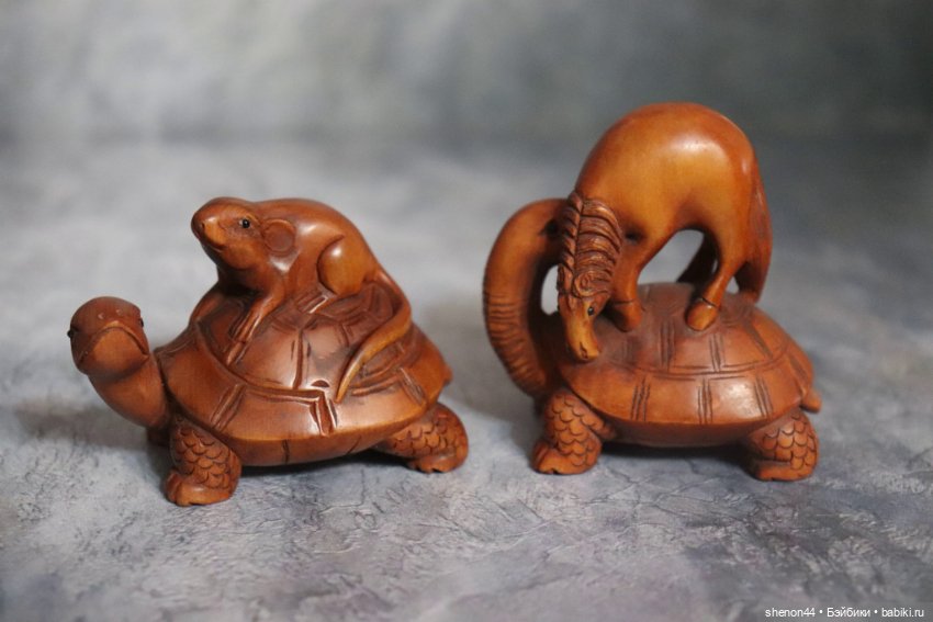 Статуэтка, окимоно "Животные восточного календаря: мышь на черепахе" (фото 8)