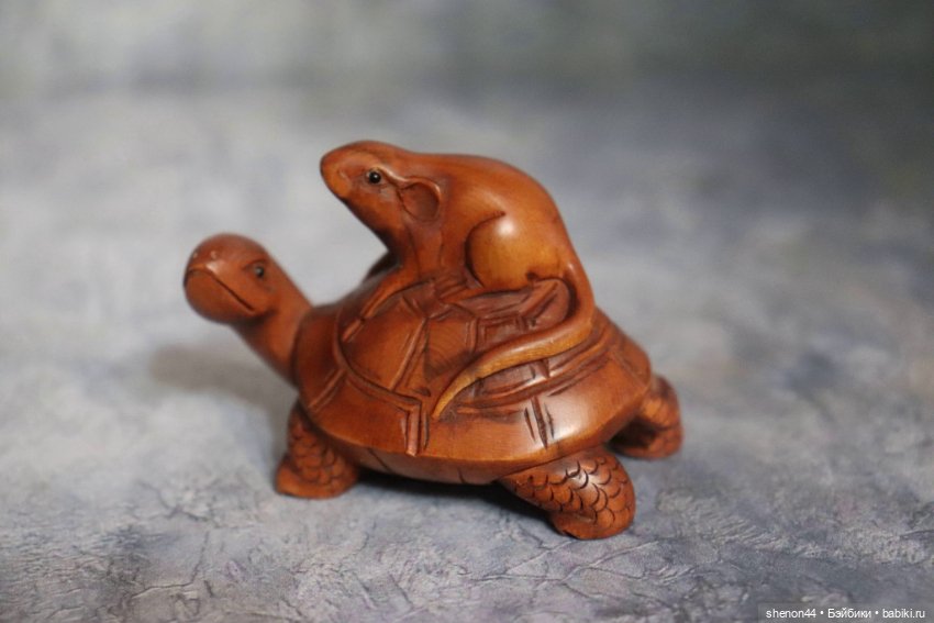Статуэтка, окимоно "Животные восточного календаря: мышь на черепахе"