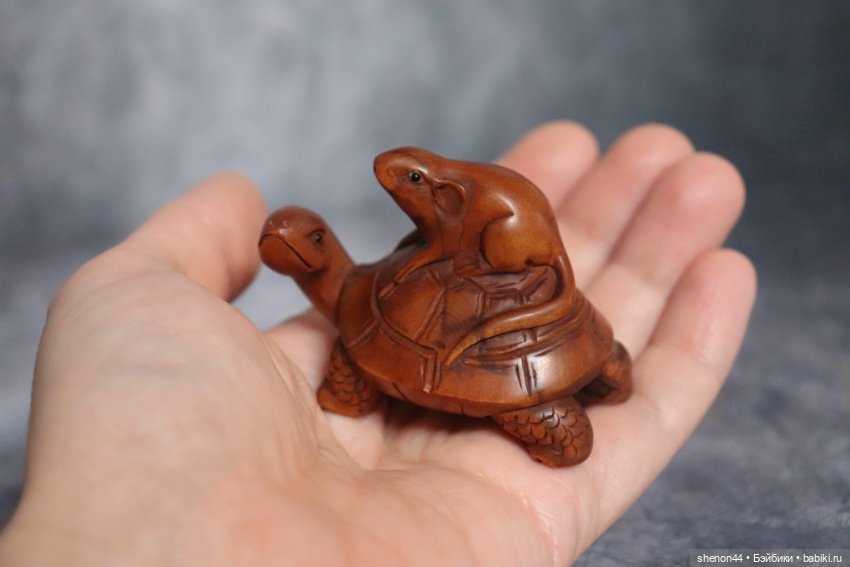 Статуэтка, окимоно "Животные восточного календаря: мышь на черепахе" (фото 5)