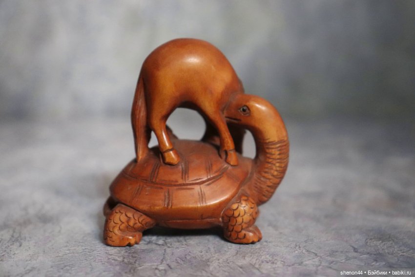 Статуэтка, окимоно "Животные восточного календаря: лошадь на черепахе" (фото 3)