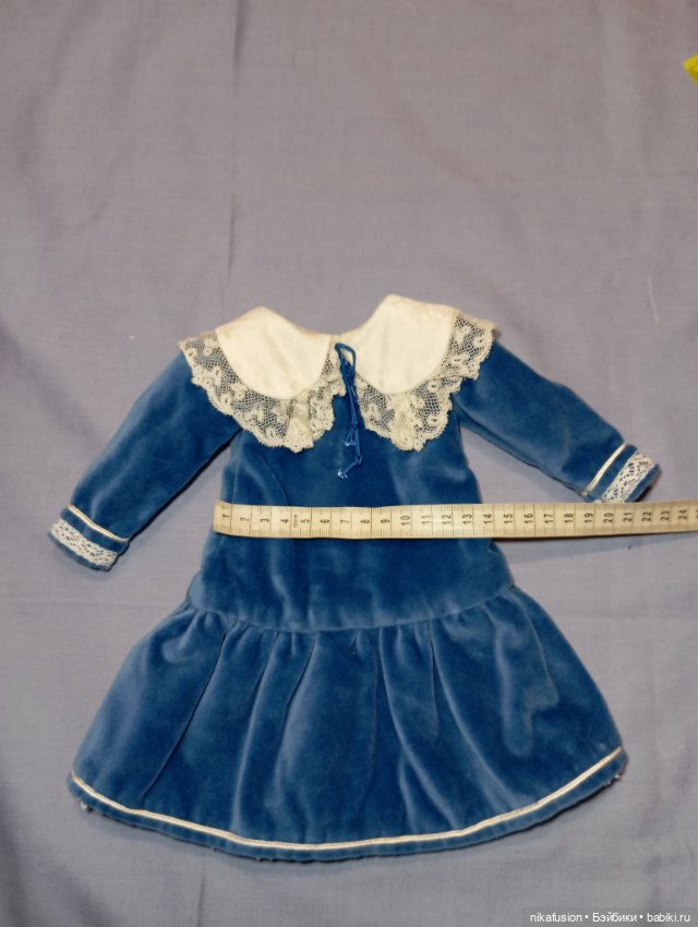 Платье бархат на антикварную куклу ростом 45 см (фото 5)