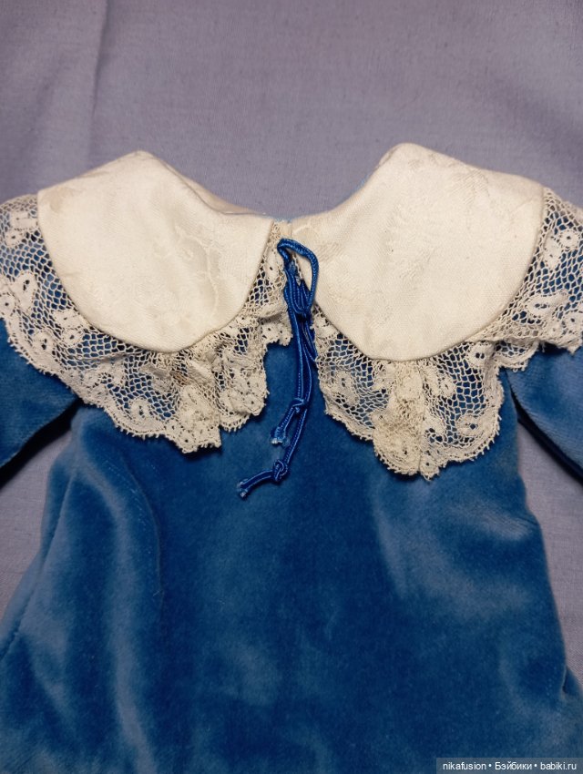 Платье бархат на антикварную куклу ростом 45 см (фото 3)