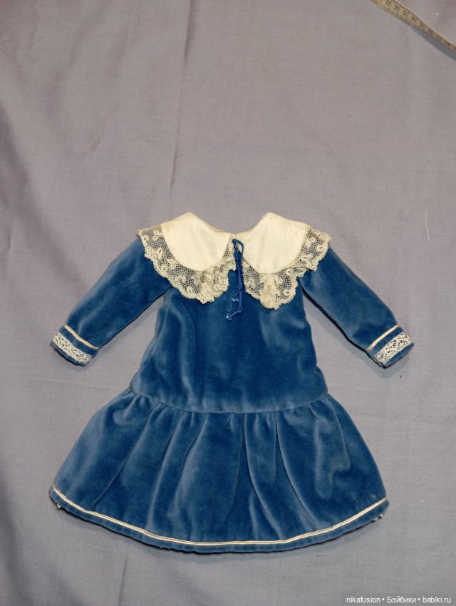 Платье бархат на антикварную куклу ростом 45 см (фото 2)