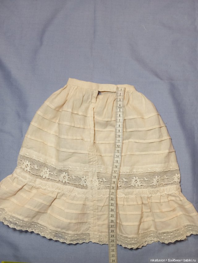 Комплект белья для антикварной куклы, комбинизон и нижняя юбка (фото 9)