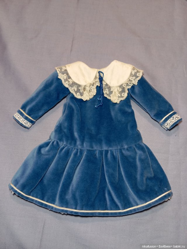 Платье бархат на антикварную куклу ростом 45 см