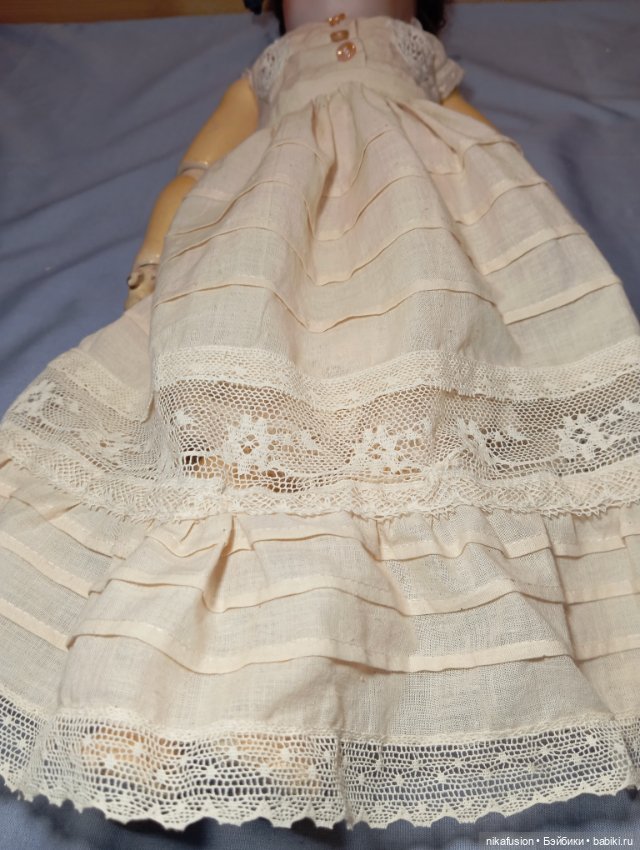 Комплект белья для антикварной куклы, комбинизон и нижняя юбка (фото 2)