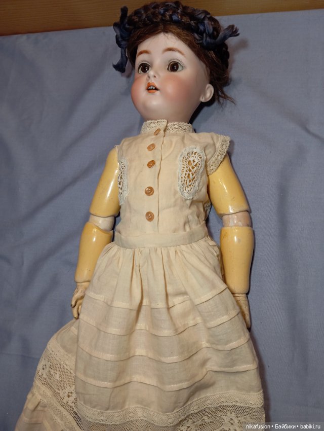 Комплект белья для антикварной куклы, комбинизон и нижняя юбка (фото 4)
