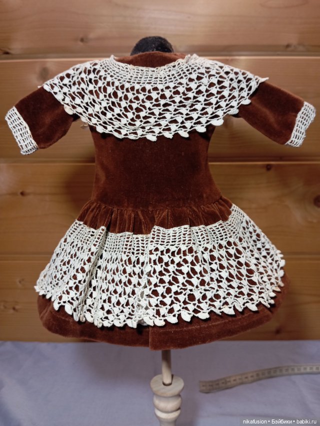 Платье бархат на антикварную куклу ростом 35 см (фото 2)