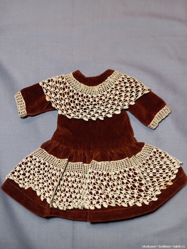 Платье бархат на антикварную куклу ростом 35 см (фото 4)