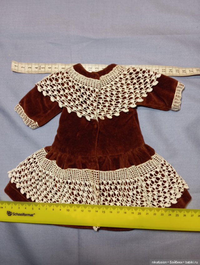 Платье бархат на антикварную куклу ростом 35 см (фото 5)