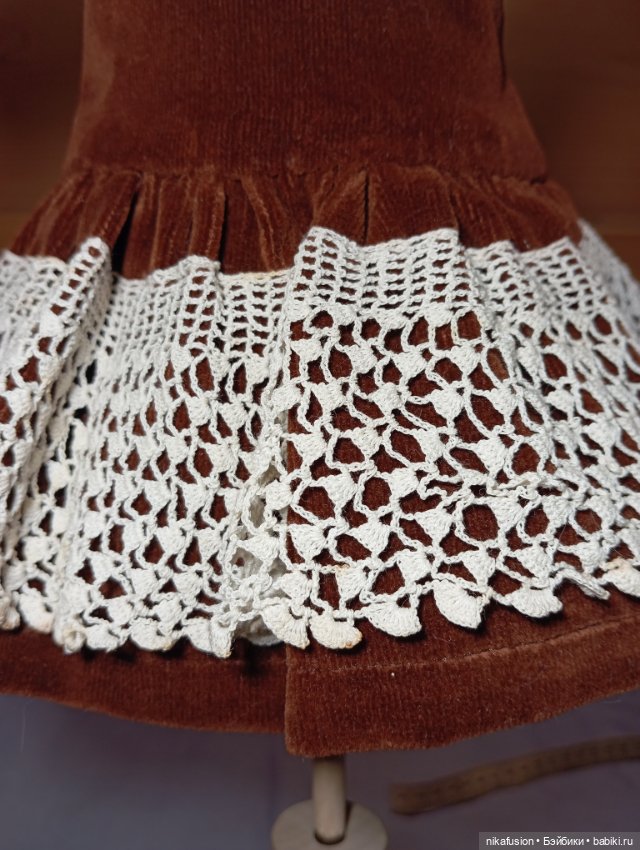 Платье бархат на антикварную куклу ростом 35 см (фото 3)