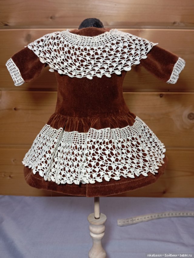 Платье бархат на антикварную куклу ростом 35 см