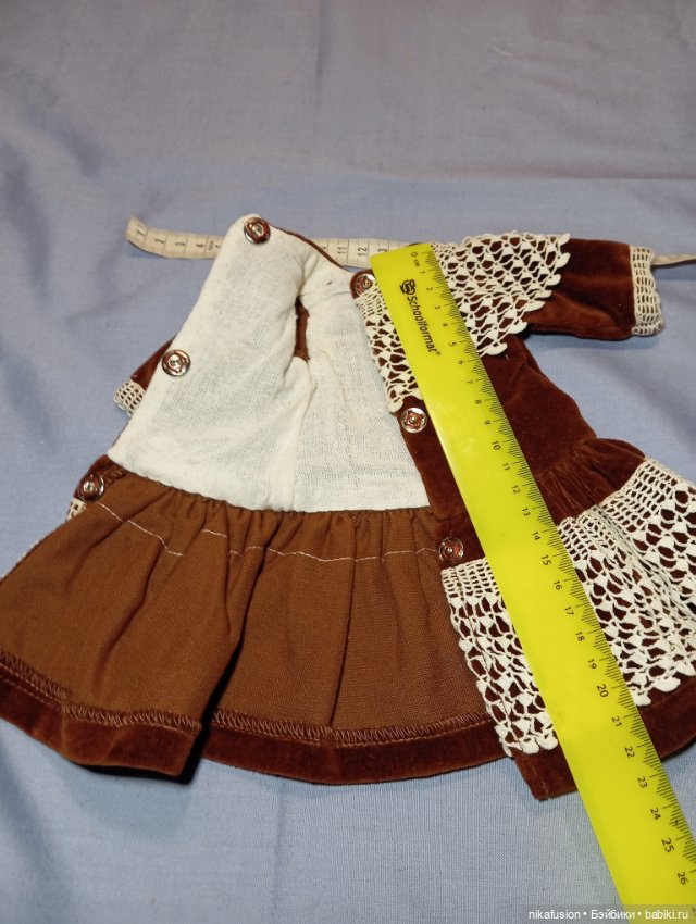 Платье бархат на антикварную куклу ростом 35 см (фото 6)