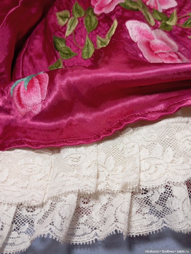 Платье шёлк и шляпка из бархата на антикварную, винтажную куклу или реплику (фото 5)