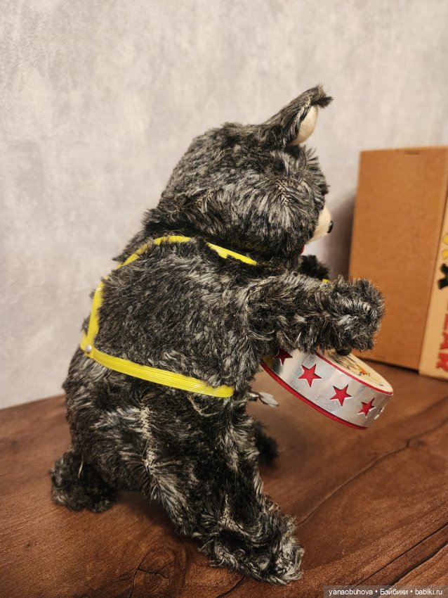 Старинный заводной мишка в идеальном состоянии. Япония. Работает (фото 6)