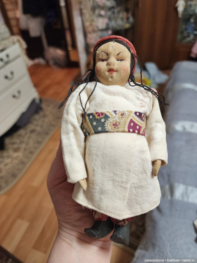 Редкая артельная антикварная куколка Узбечка. Экспортная (фото 3)