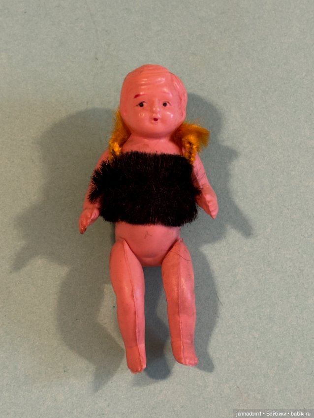 Японский целлулоидный пупсик с рельефными волосами, высота 8 см (фото 3)