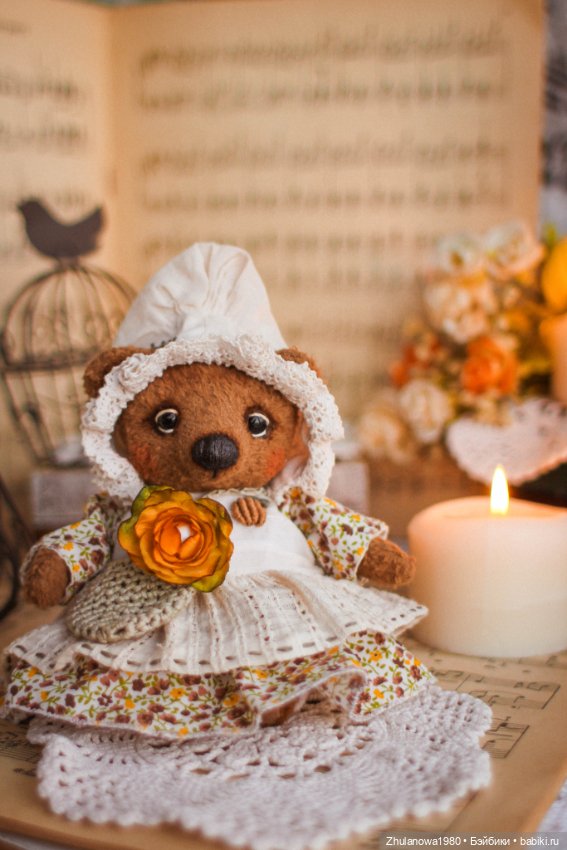 Интерьерная Игрушка мишка тедди ручная работа 17 см (фото 3)