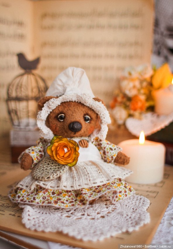 Интерьерная Игрушка мишка тедди ручная работа 17 см (фото 4)