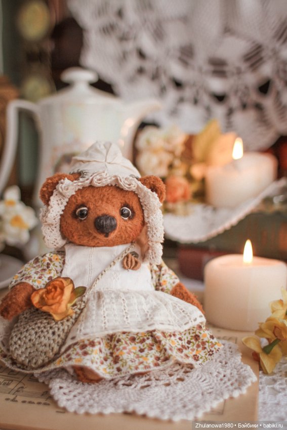 Интерьерная Игрушка мишка тедди ручная работа 17 см (фото 2)