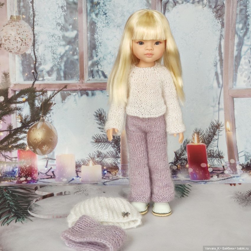 Комплект одежды для куклы Paola Reina 32 см, белый/лаванда (фото 4)