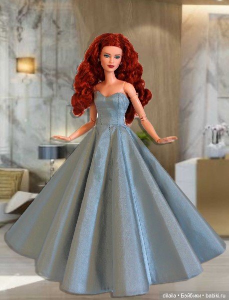 Выкройка PDF в натуральную величину / длинное платье и накидка для куклы Barbie MTM (Барби) (фото 3)