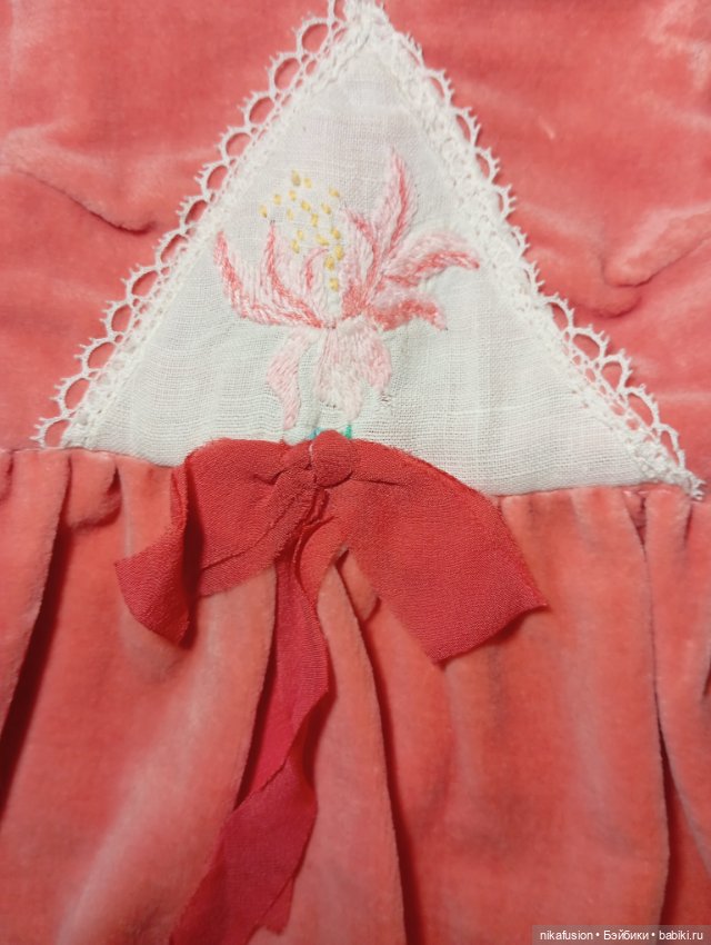 Платье бархат нежное на антикварную куклу (фото 3)