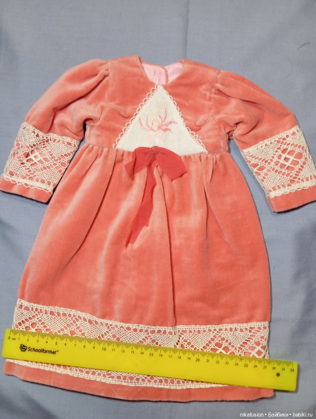 Платье бархат нежное на антикварную куклу (фото 4)