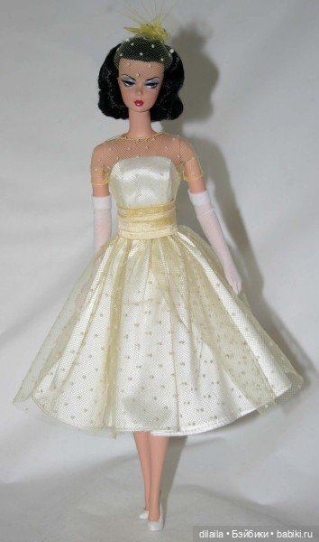Выкройка PDF в натуральную величину / платье с поясом-кушаком и перчатками для куклы Барби Силкстоун (фото 4)