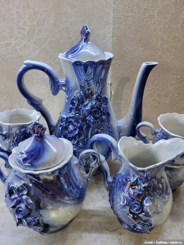 Сервизы для кукол, Довбыш 1950гг, кобальт с позолотой