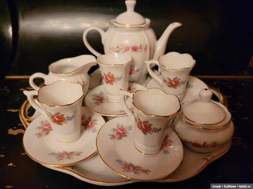 Сервизы для кукол, Довбыш 1950гг, кобальт с позолотой (фото 8)