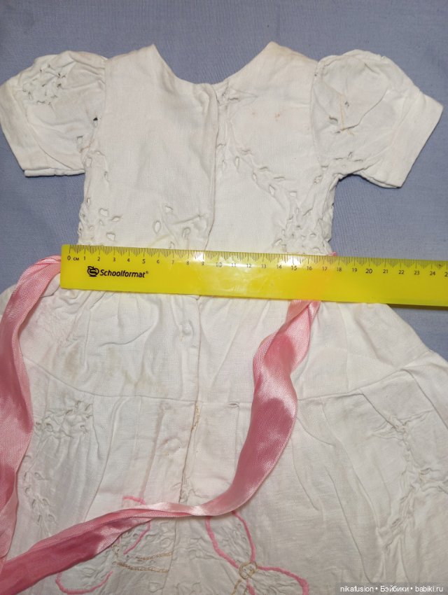 Платье лён с ришелье на антикварную или винтажную куклу (фото 5)