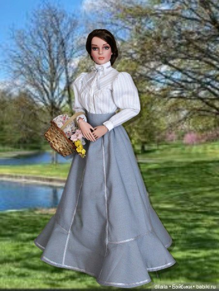 Выкройка PDF в натуральную величину / блузка и юбка викторианской эпохи для кукол 40 см Тоннер (фото 3)