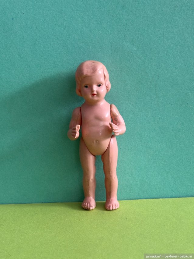Целлулоидная куколка Minerva голышка, высота 8 см