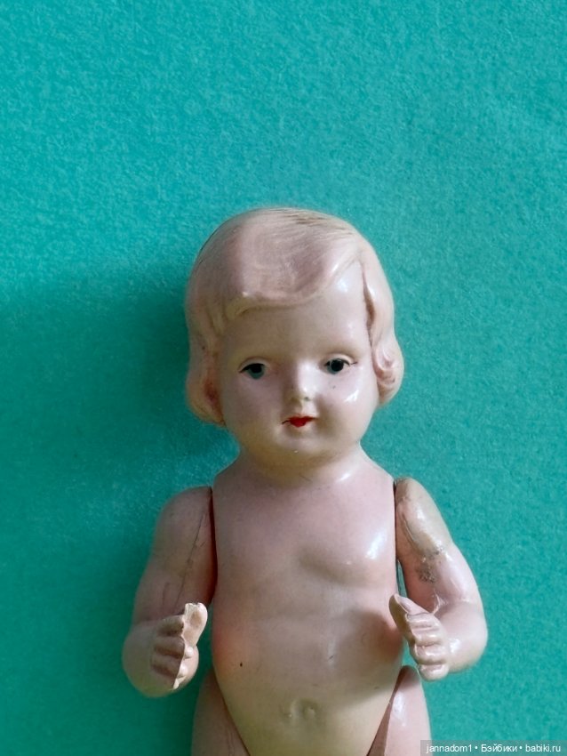 Целлулоидная куколка Minerva голышка, высота 8 см (фото 2)