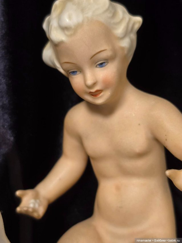 Путти с гусем", фарфор, роспись, Schaubach-Kunst, Wallendorf, Германия, 1926-1953 гг (фото 8)