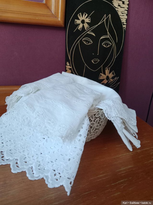 Антикварная ткань и кружево в ажурной корзинке (фото 3)