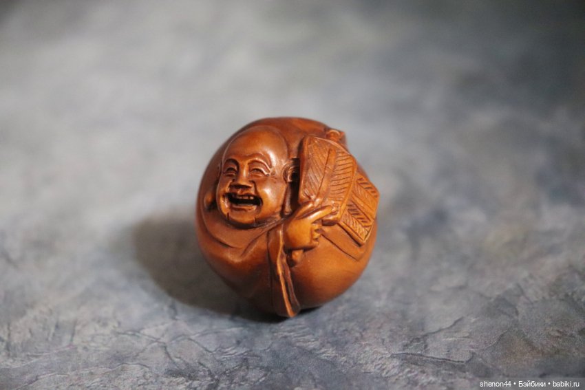 Нэцкэ, бусина оджиме "Смеющийся Будда", винтаж