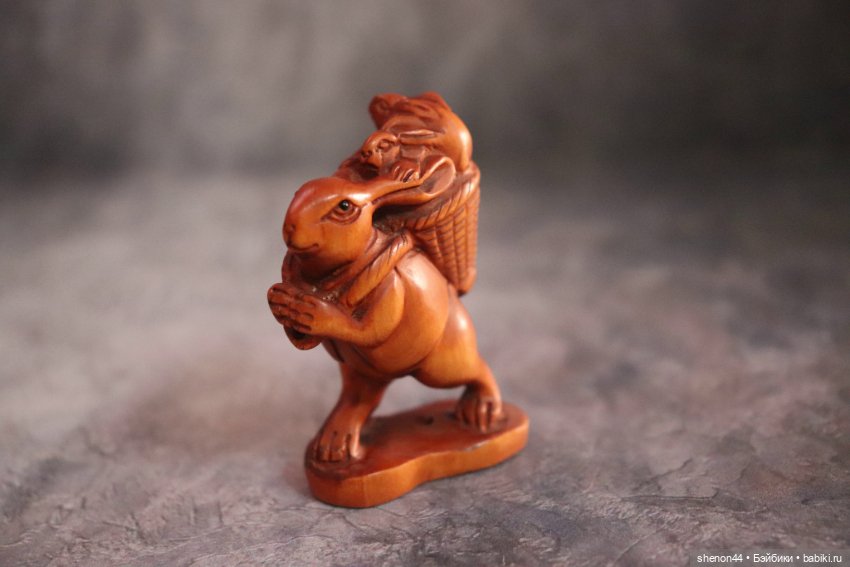 Нэцкэ "Кролик с крольчатами", винтаж (фото 4)