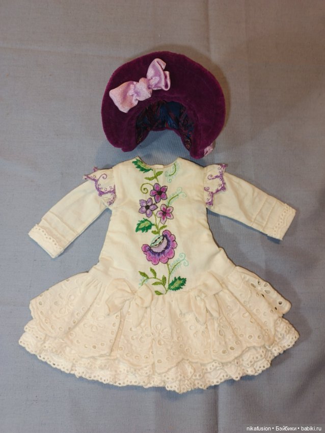 Платье и шляпка для антикварной куклы или винтажной, подойдет на Паоло Рейна (фото 4)