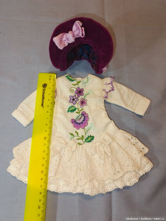 Платье и шляпка для антикварной куклы или винтажной, подойдет на Паоло Рейна (фото 5)