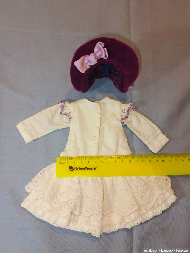 Платье и шляпка для антикварной куклы или винтажной, подойдет на Паоло Рейна (фото 6)