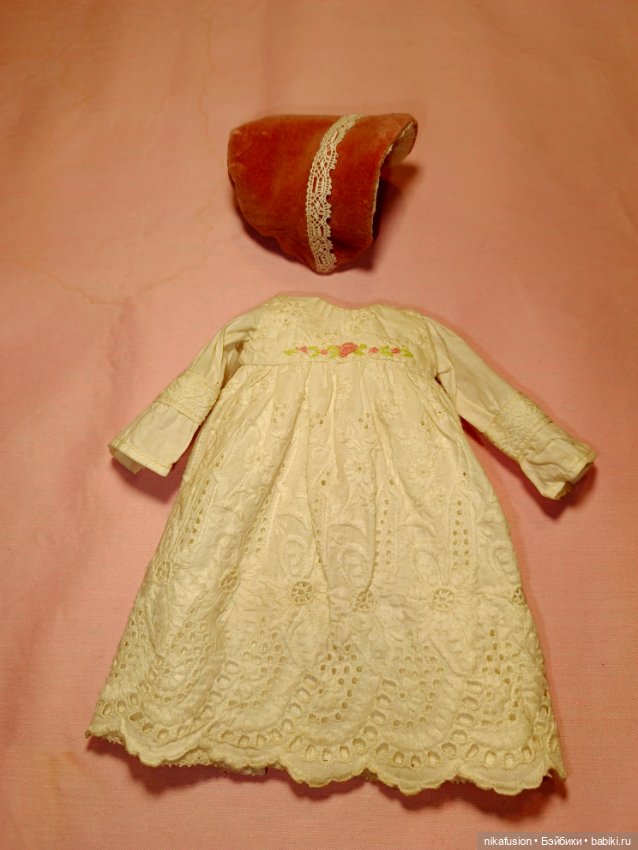 Платье и шляпка для антикварной куклы или винтажной куклы (фото 4)