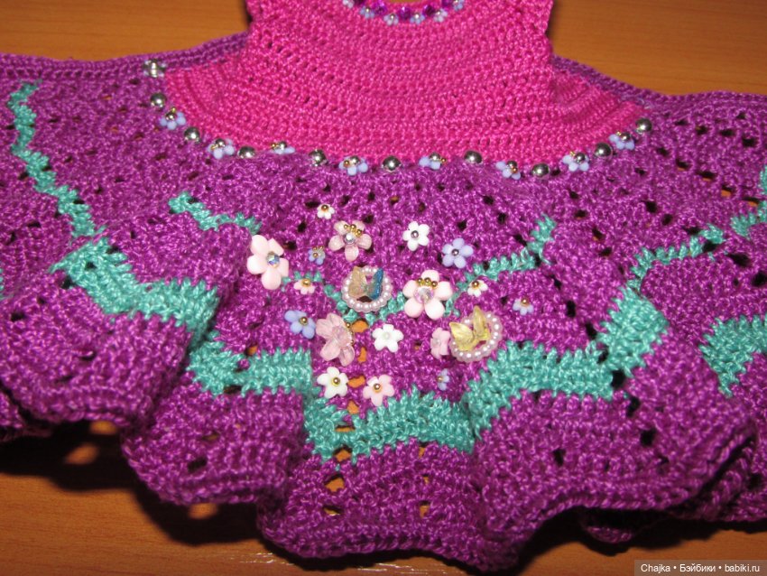 Авторское вязаное платье на кукол Хейди Плюсчок 26 см - Heidi Plusczok 26 см (фото 7)